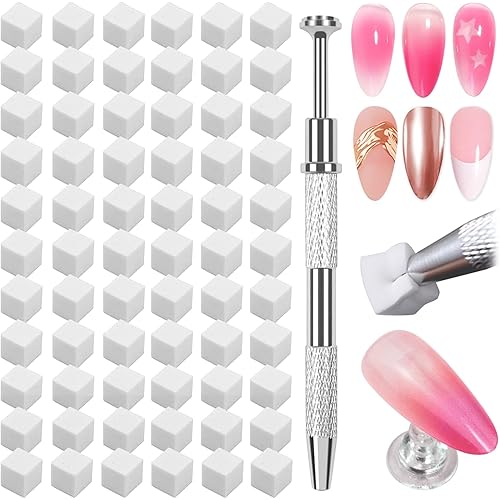 150 PCS Soft Nail Sponges For Ombre and Aura with Grabbing pen Nail Art Brushes for Blending Ombre Gel Nail Tech Design Manicure Tools Accessories supplies for Salon and Home White