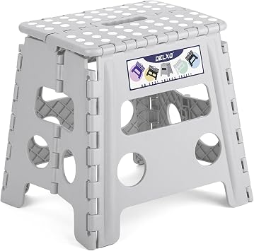 Delxo Folding Step Stool 13 Inch,300 Lbs Step Stool for Adults Grey