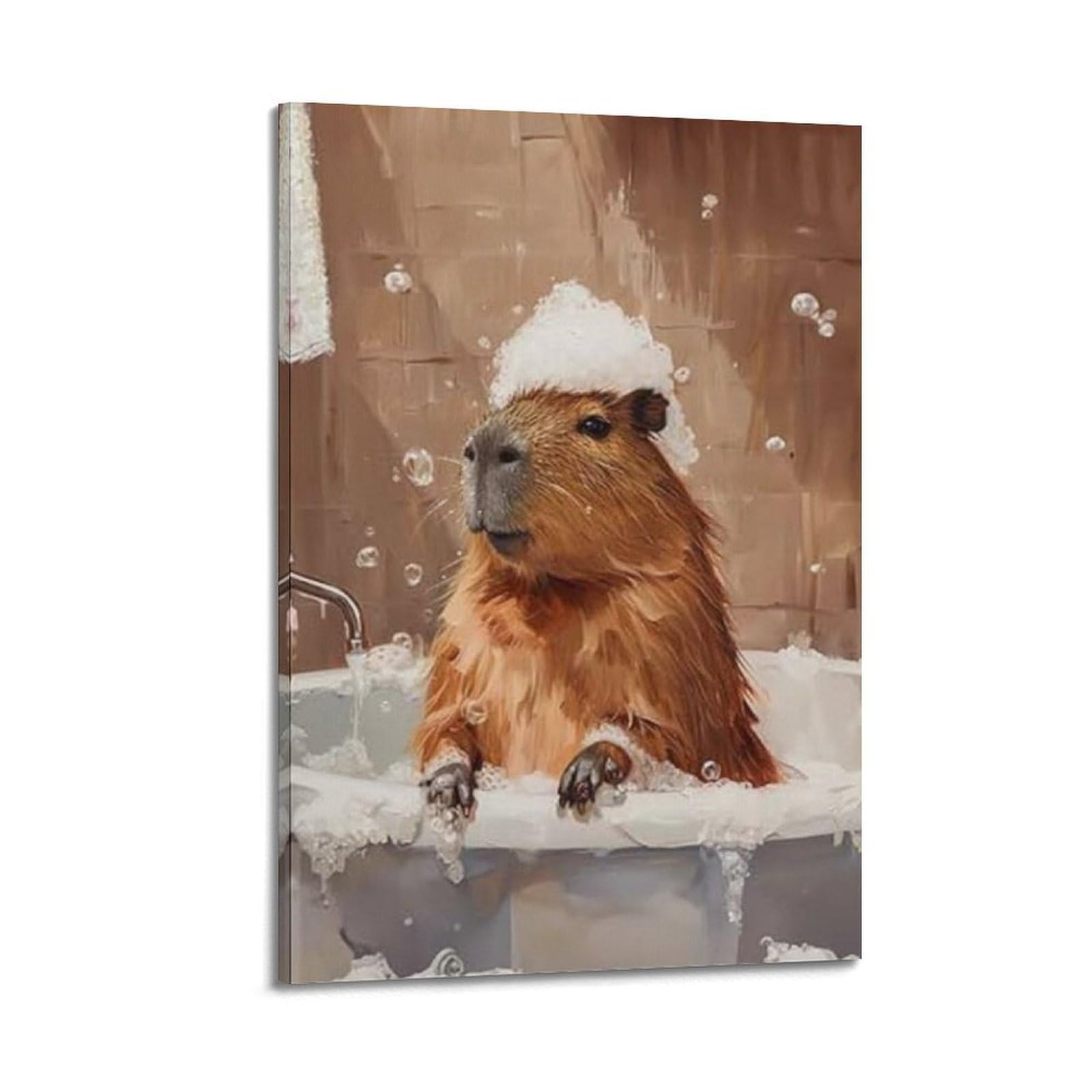 Lvalogy Animal Bathtub Bubble Bath Capybara Art Poster