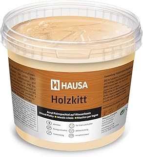HAUSA Holzkitt 1 kg Eiche Natur Holzspachtelmasse, Kitt für Holz, Holzspachtel/Füllmasse zum Reparieren von Holzschäden gebrauchsfertig ausgezeichnete Füllkraft schnelltrocknend rissbeständig