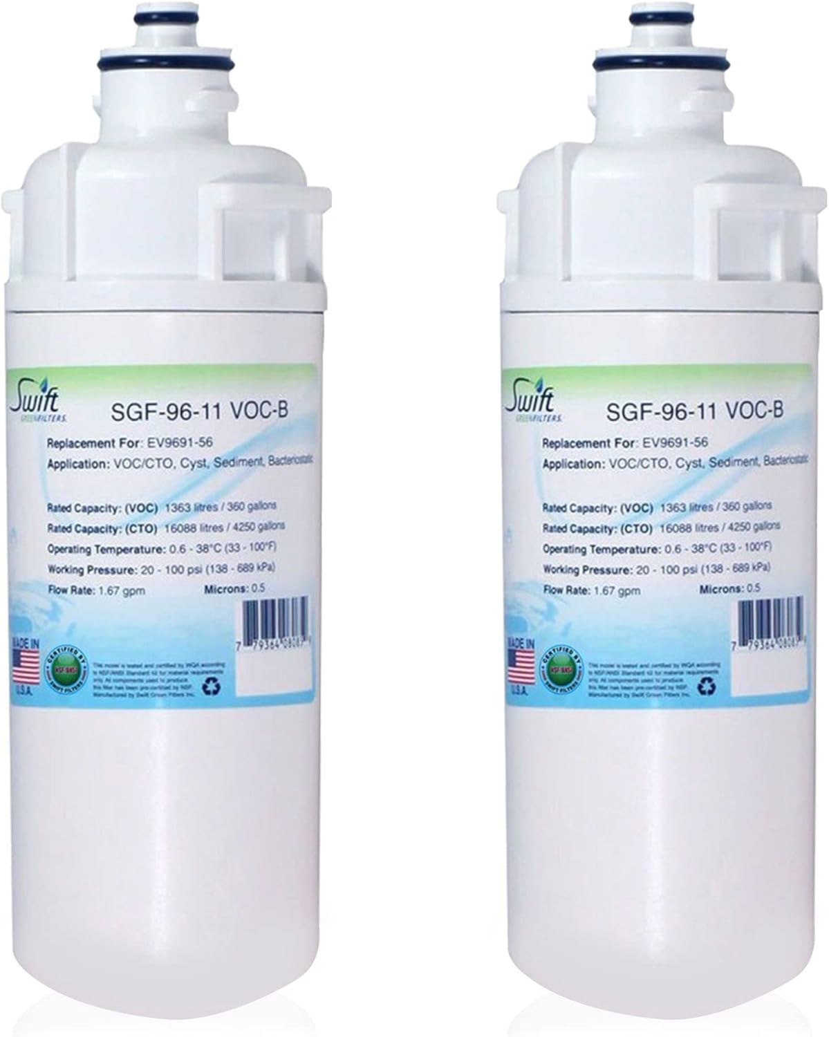 Swift Green Filters SGF-96-11 VOC-B Compatible Commercial Water Filter for EV9691-56, Made in USA, (2 Pack)