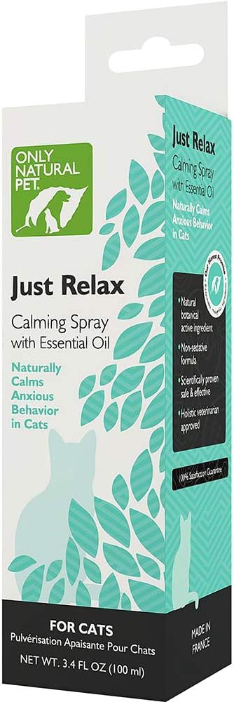 Only Natural Pet Just Relax Botanical Cat Calming Spray with Catnip Essential Oil, Holistic Formula for Cats - Calming Stress, Nervousness, Anxiety Relief and Destructive Behavior - 3.4 Fl Oz Bottle