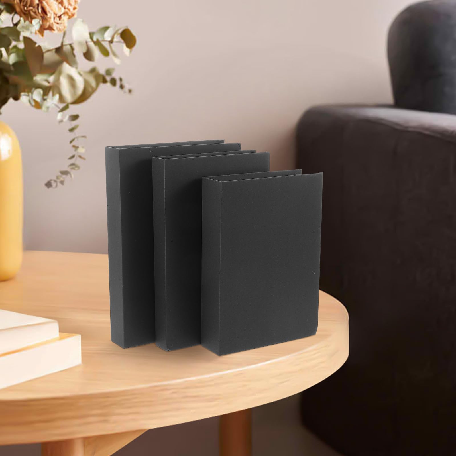 BESPORTBLE 3 pezzi Libri Finti Decorativi Neri per Arredamento Casa Soggiorno e Hotel Design Artistico per Tavolino e Scaffale Modelli Senza Testo