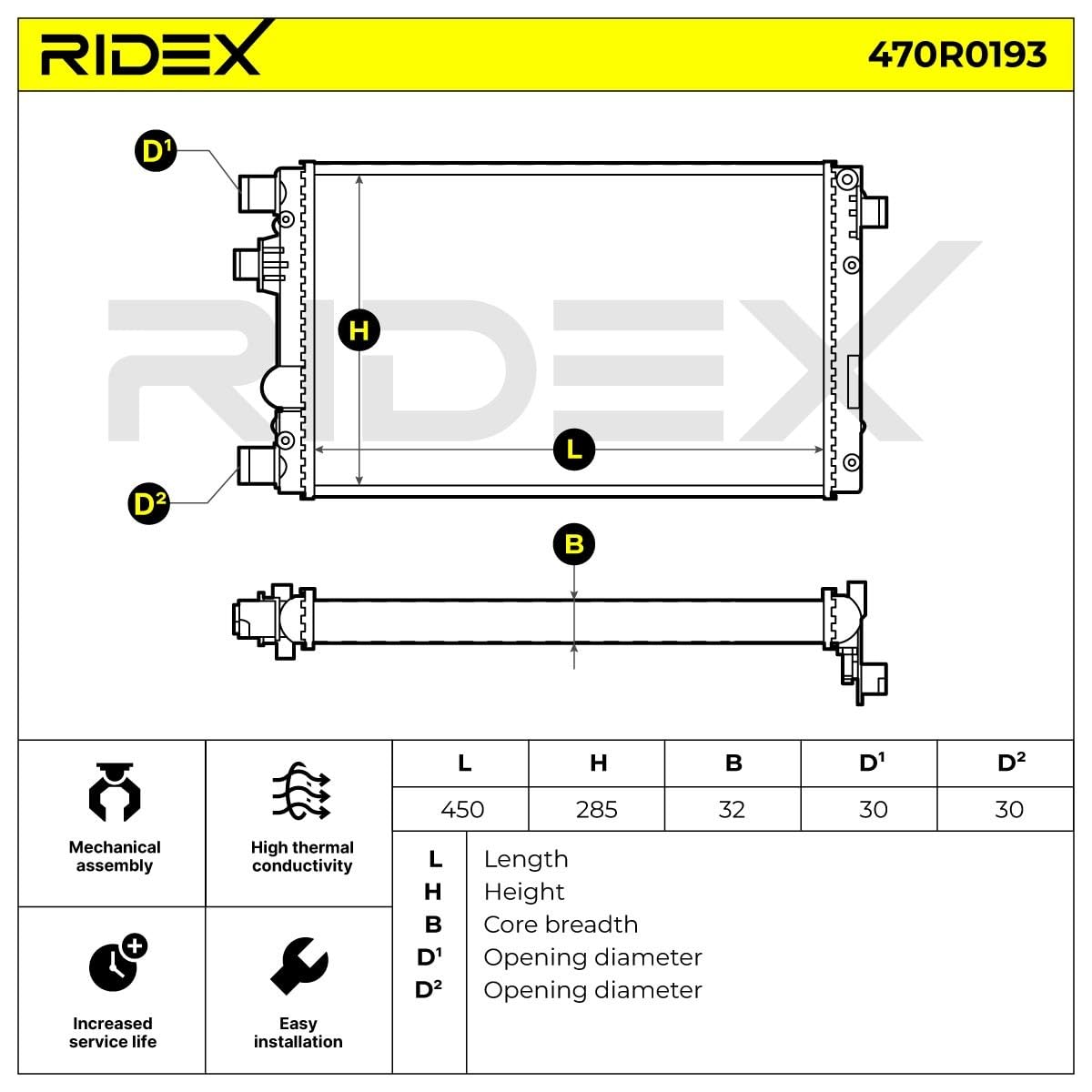 RIDEX 470R0193 Radiatore motore Compatibilità con FIAT Seicento / 600 Hatchback 187 Benzina