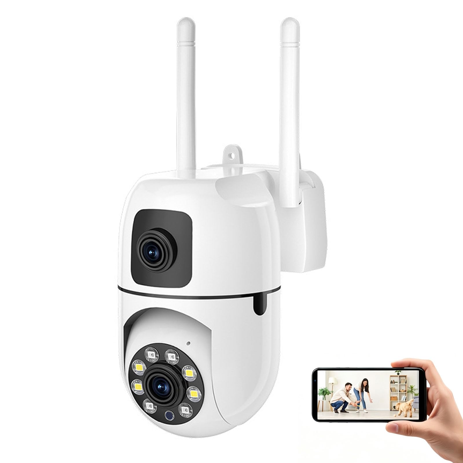 CaméRa De SéCurité à Double Objectif 4k Panoramique Et Inclinable à 360° (2.4G)
