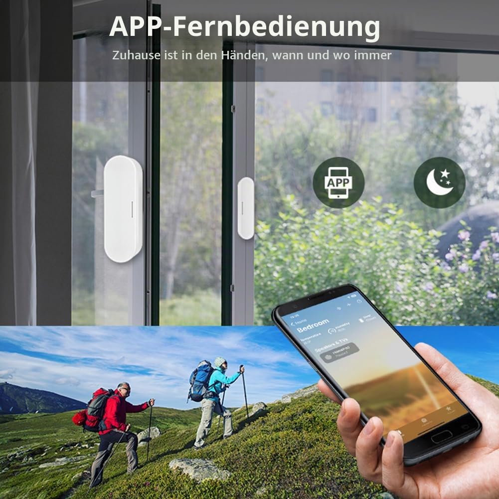 Tür- und Fenstersensor, für Matter Thread Smart Tür und Fenster Anti-Diebstahl-Sensor, für Tuya drahtloser Türfenster Sensor mit Fernalarm und lokaler Automatisierung für Heimsicherheit