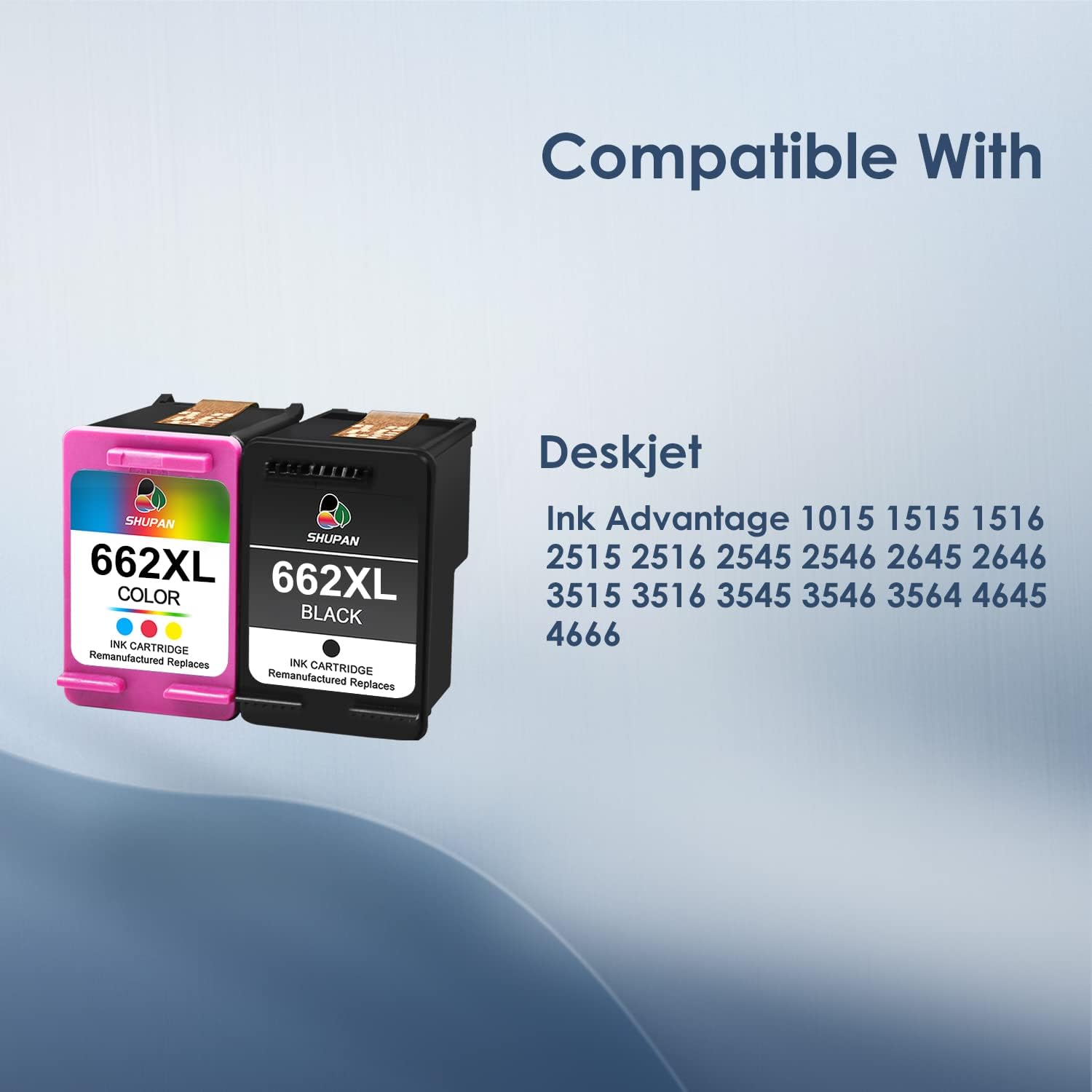 662XL Combo Pack Ink Cartridge Replacement for HP 662XL 662 Black and Color Ink for Deskjet Ink Advantage 2545 2546 2645 2646 3516 3515 Printer (1×Black, 1×Tri-Color)