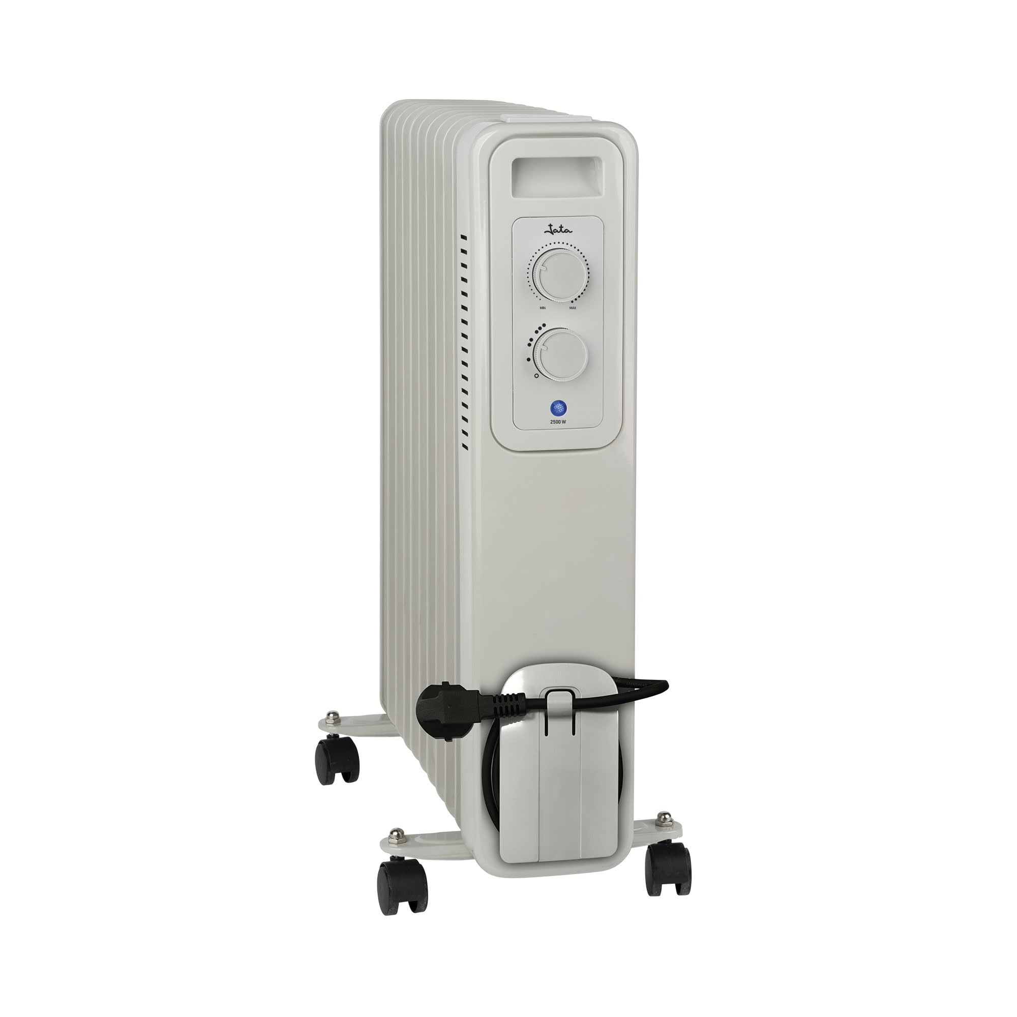 JATA JCRA2311 - Radiador Electrico bajo consumo de aceite de 11 módulos. 3 potencias de calor (1000-1500-2500 W) Máxima seguridad. Fácil de transportar