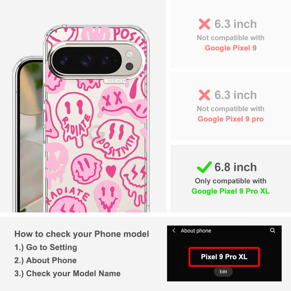 MOSNOVO Case for Google Pixel 10 & Pixel 10 Pro, [Buffertech 6.6ft Military-Grade Drop Protection] [Anti Peel Off Tech] Clear TPU Bumper Phone Case Cover Design - Cute Cherry — view 67