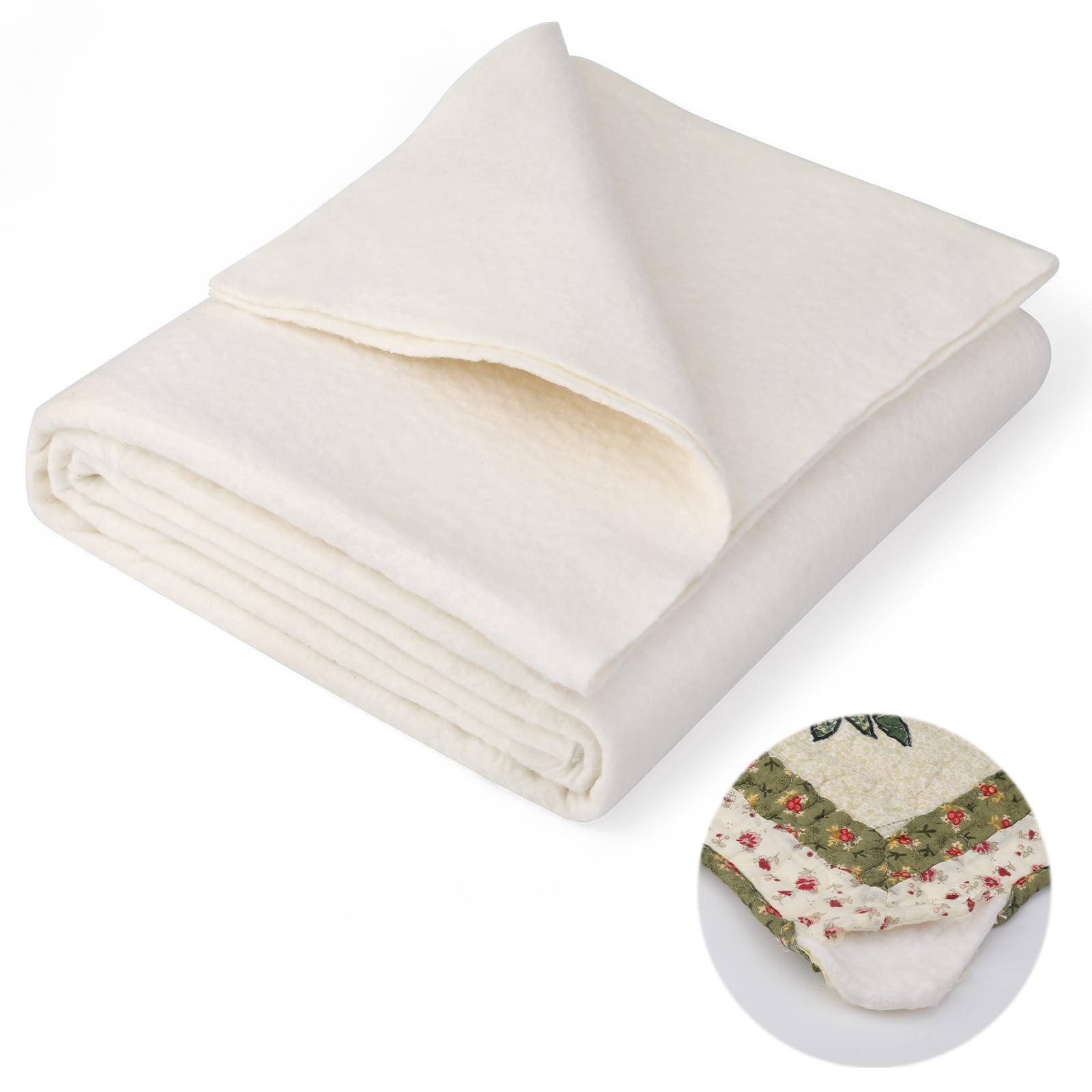Natural Cotton Batting, Natural Cotton Quilt Batting for Quilts, 59 x 79 Inch Light Weight Purely Natural All Season Quilt Batting for Quilts, Craft and Sewing Handmade Quilts & DIY (1.5x2m)