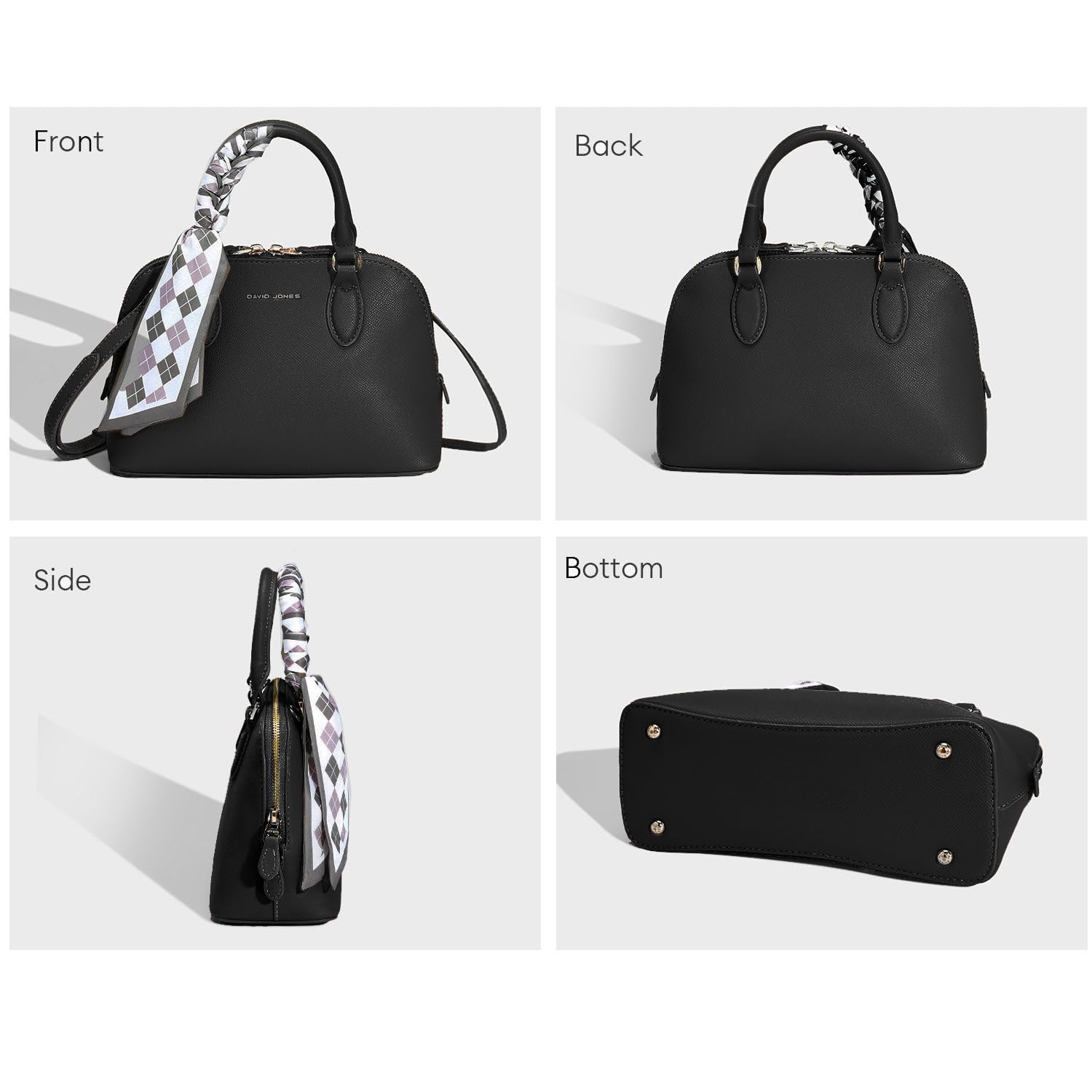 David Jones - Petit Sac à Main Femme Forme Bugatti - Cabas Fourre-Tout Porté Epaule Bandoulière Simili Cuir PU - Tote Shopper Elégant Mode Ville Chic Tendance Original