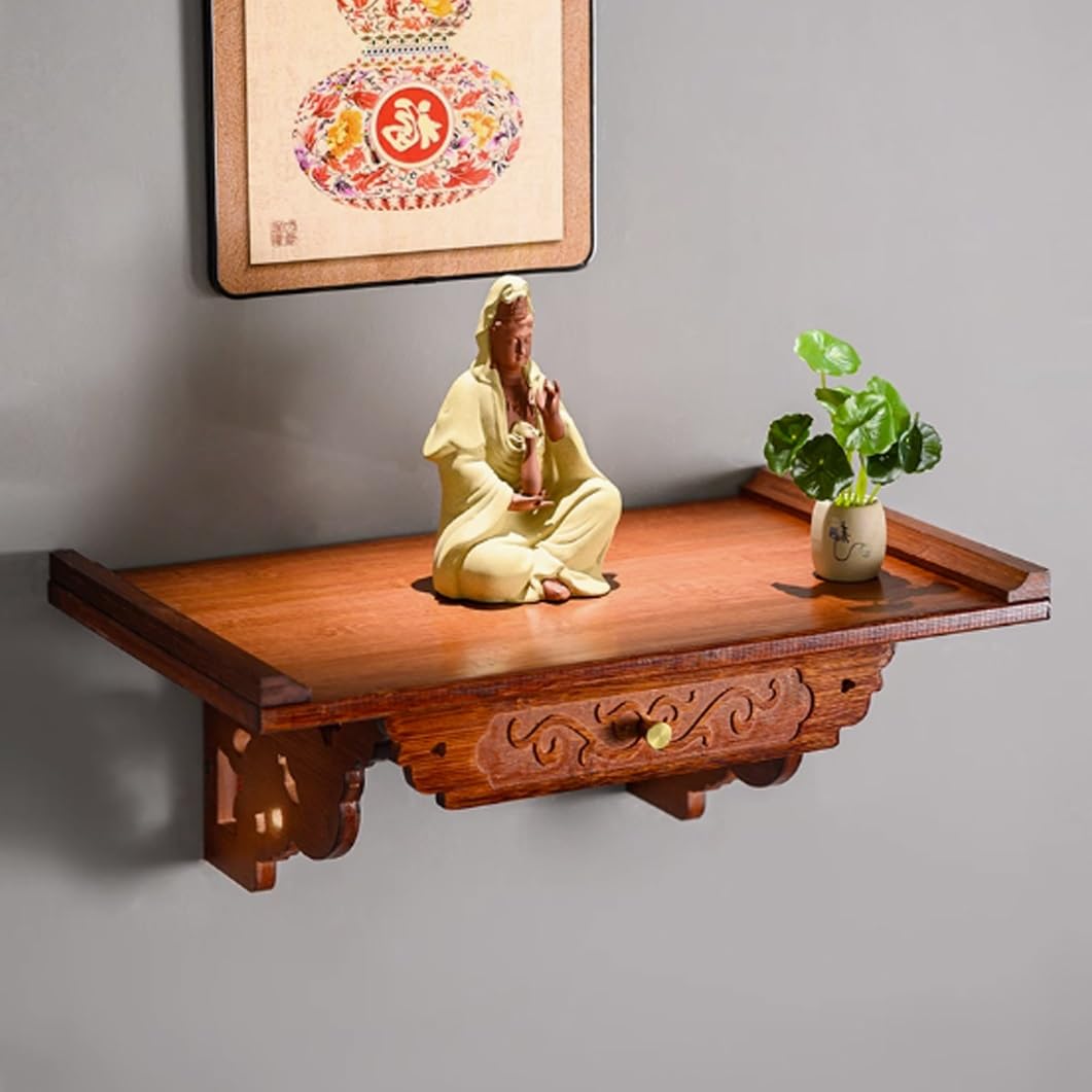 Mesa de altar para Buda de pared, mueble auxiliar de bambú de 50x30 para oración
