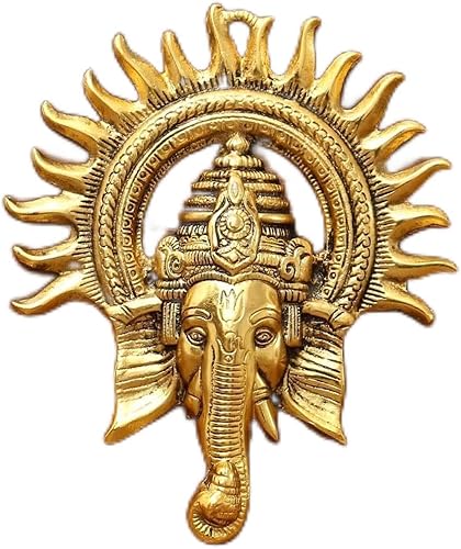 Kalakriti Ídolo Ganesha para decoración del hogar, con Surya Chakra  Ídolo de estatua de Ganeshji Murti  Colgantes de pared Lucky Fengshui  Muestra