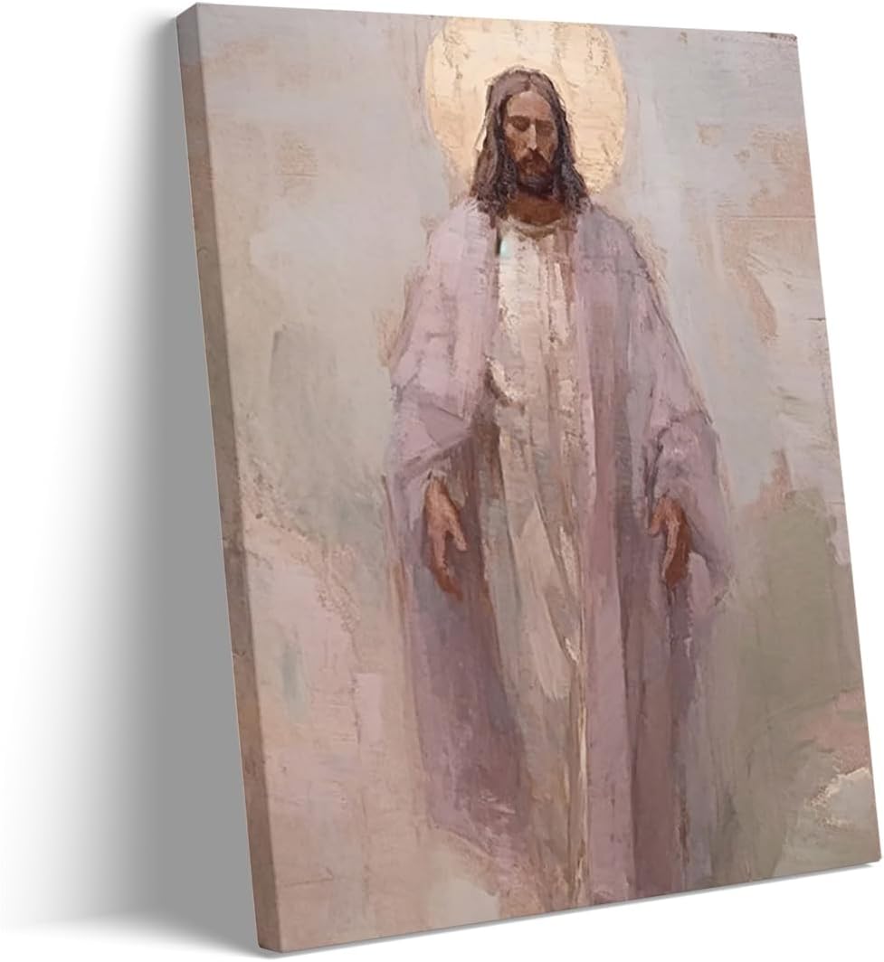 Framed Jesus Christ Portrait Holy Painting Poster God Peace Canvas Print Wall Art Gift Trendy Living Room Home Decor Canvas Christian Nursery Decor 24x36 framed