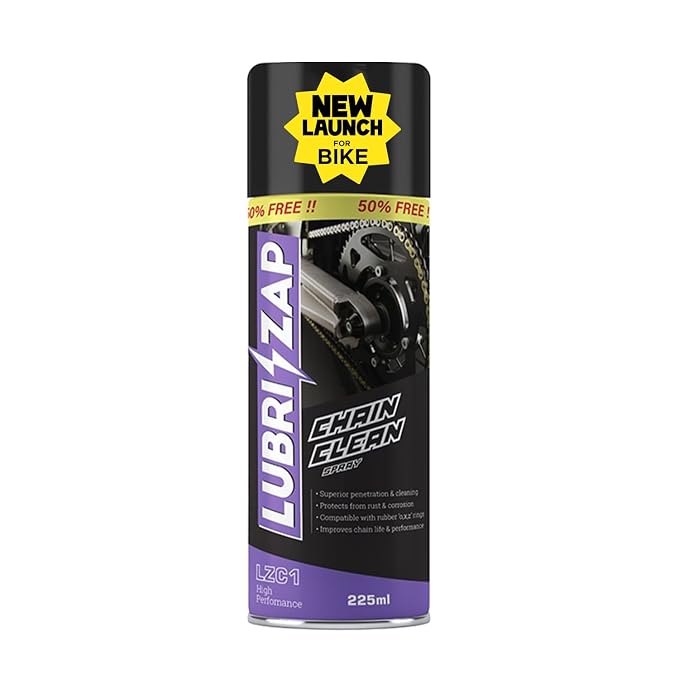 Shadow Securitronics Lubrizap Motorcycle Chain Spray Cleaner| Bike Lubricant Chain Stain/Dust Remover Clean | Bicycle Chain Life Improver- (225 ml Pack of 1)
