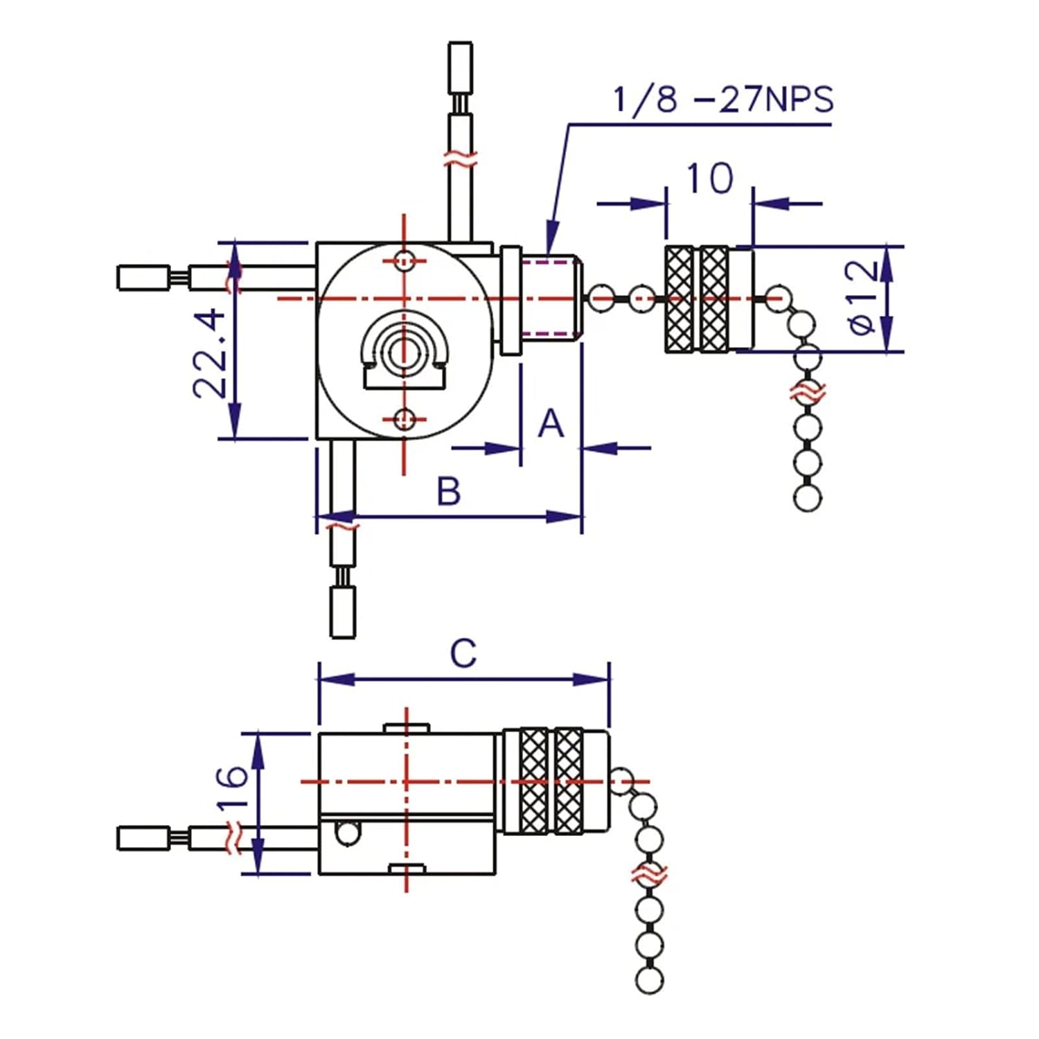 ZE-110 Ear Fan Switch 3 Way Speed Ceiling Pull Chain(Silver-1)