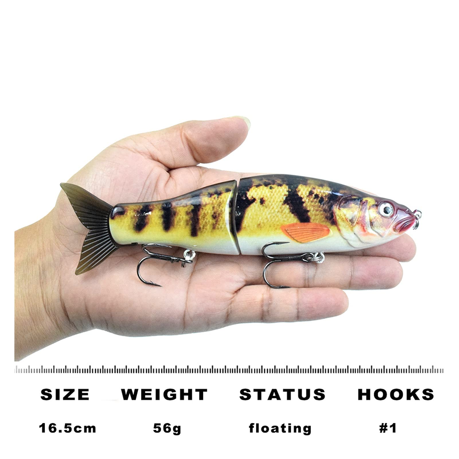 Señuelos de Pesca Señuelos de Pesca Flotante Deslizante Shank wobblers Duro Cebo Artificial Bajo Pike Pesca Juntas de la Pesca Switebait Tackle 2pcs Cebos Artificiales (Color : 1)