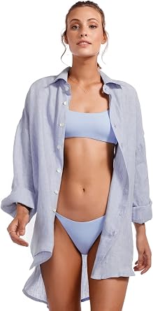 Eco Linen Playa Button-Down Shirt Dress 