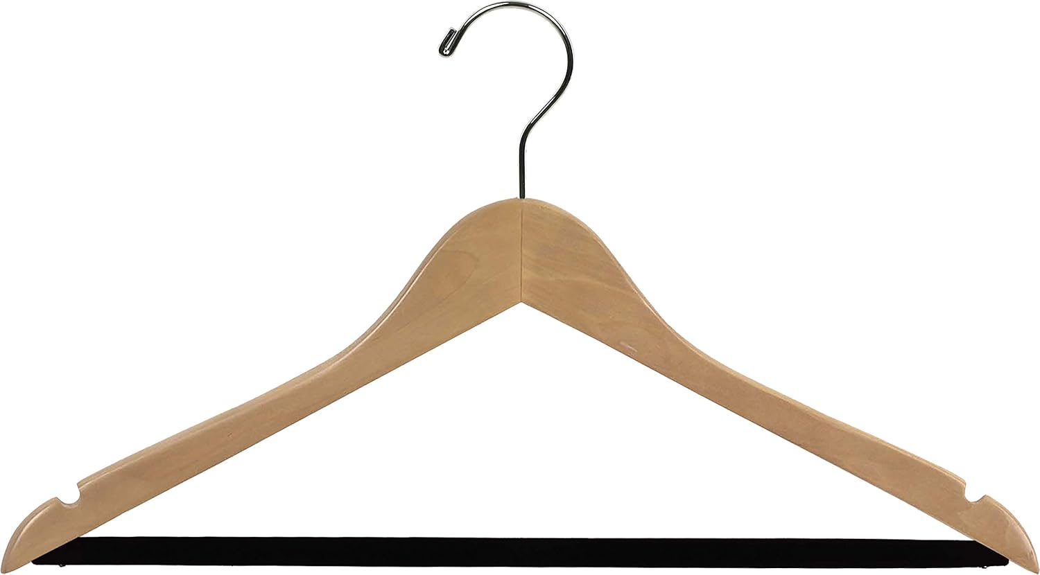 The Great American Hanger Company Extra Large Wooden Suit Hanger with Velvet Non-Slip Bar and Natural Finish, Box of 25 Oversized 20 Inch Hangers with Notches and Chrome Swivel Hook