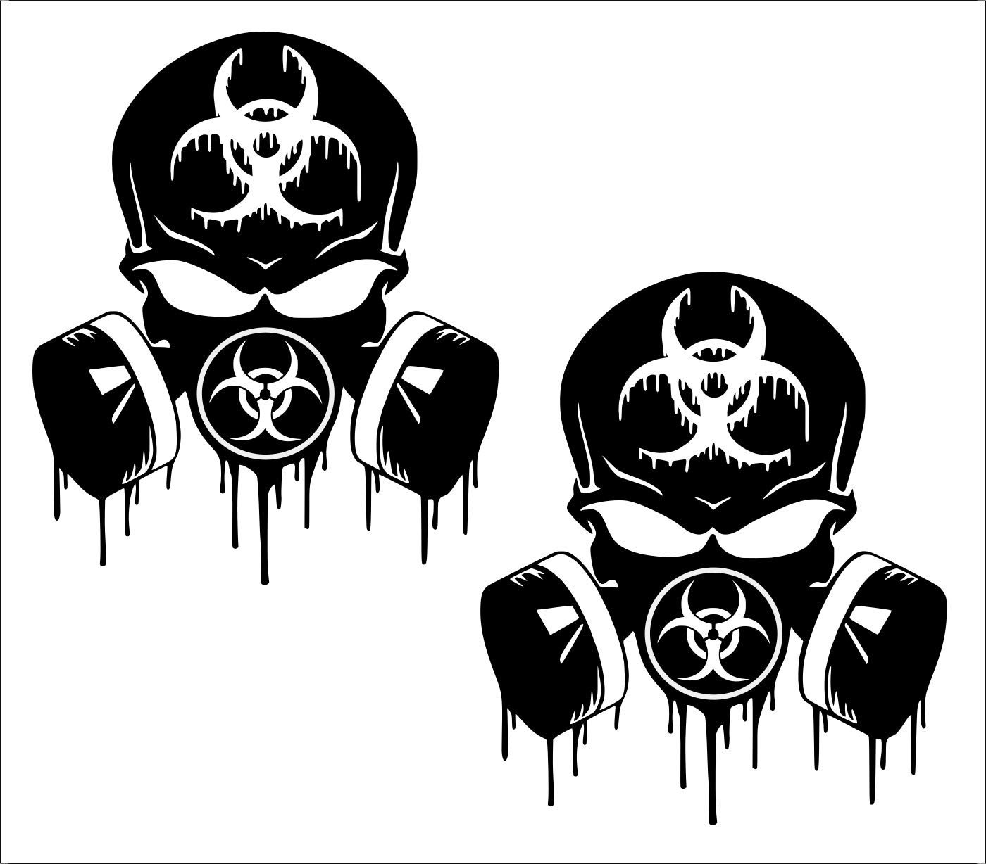 UR Impressions Blk 3.6in. Skull Dripping Biohazard Respirator 2-Pack Decal Vinyl Sticker Graphics for Cars Trucks SUV Vans Walls Windows Laptop|Black|3.6 X 3.3 inch|UR731-B