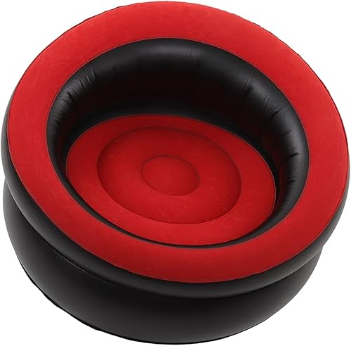 Miniatura 8 de Srliya Sofá inflable - Sofá de aire flocado silla inflable para sala de estar, dormitorio, sala de lectura, oficina, balcón y viajes (rojo)