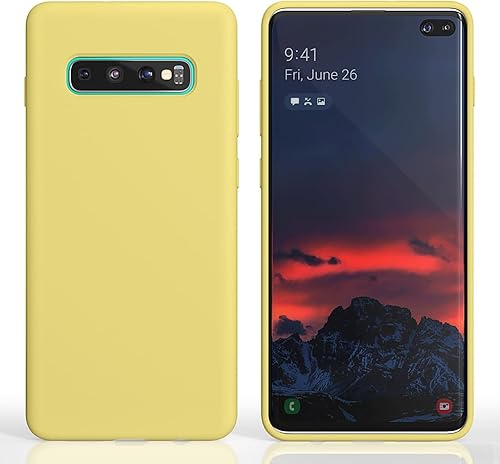 Vista 56 de E Segoi Funda diseñada para Galaxy S10 Plus de 6.4 pulgadas, S10+ de goma de gel de silicona líquida a prueba de golpes, cojín de forro de tela