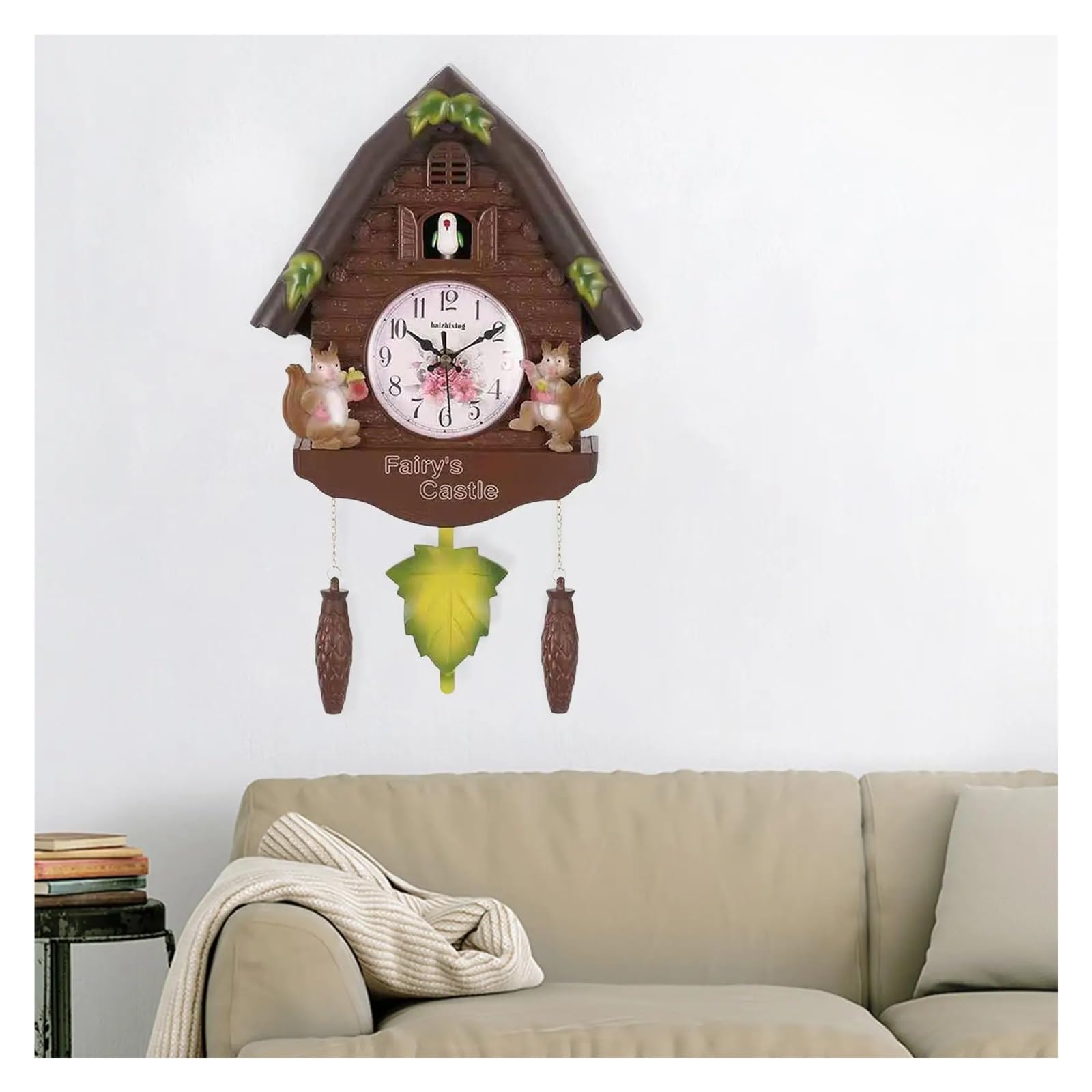 Gsclz D Cuckoo Wall Clock Alarm Creative Silent For Kitchen Gifts Living Room Clocks Battery Operate Non Ticking For Wall Art Home Office Ecoration(D)