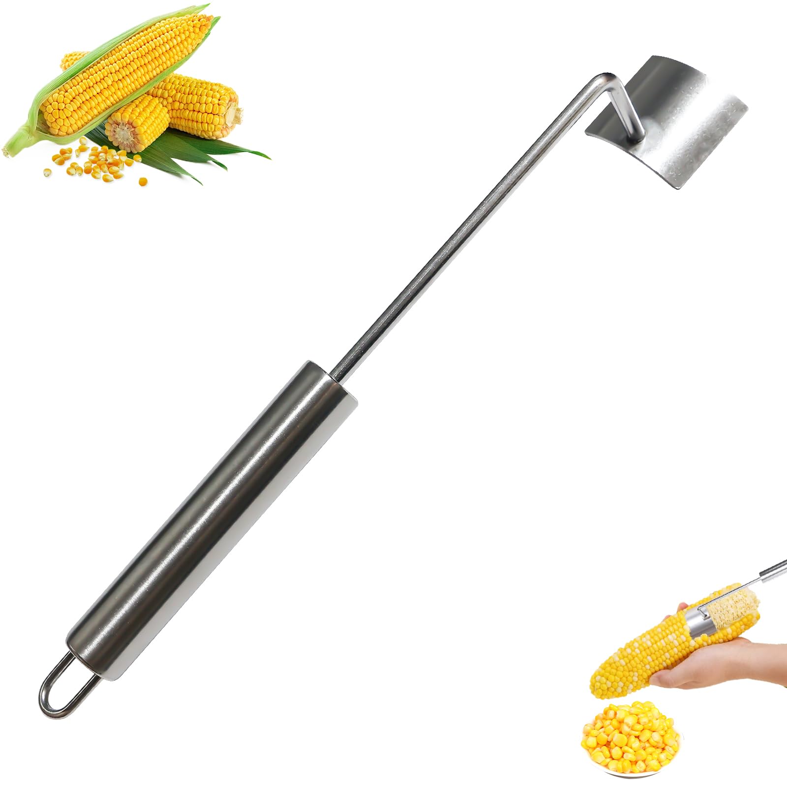 Stainless Steel Corn Peeler Tool with Ergonomic Handle – Easy Kernel Removal for Fresh or Cooked Corn – Durable Corn Cob Stripper and Shucker for Kitchen and Outdoor Use