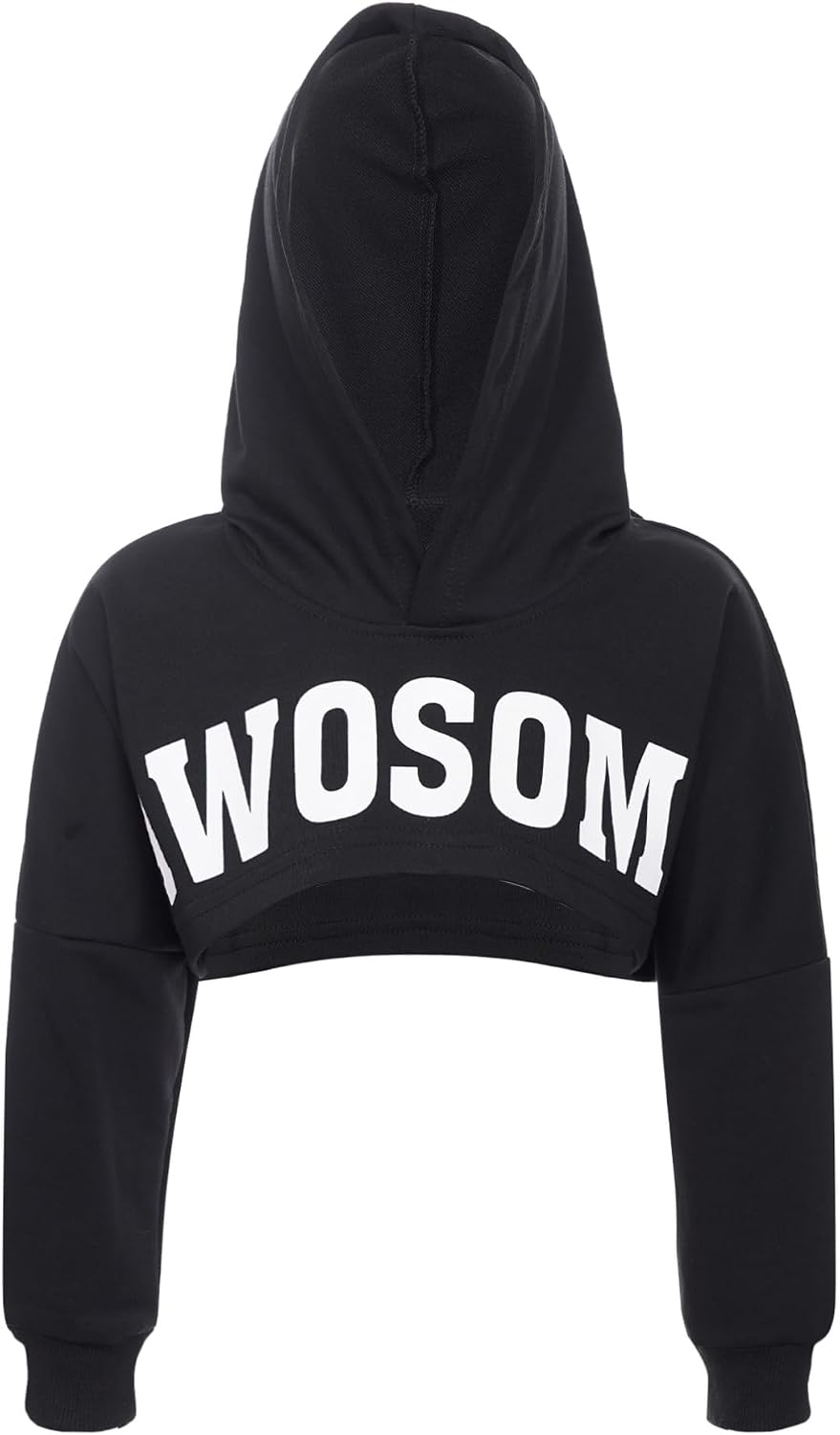 TiaoBug Kids Girls Hoodies Crop Top Letter Print Long Sleeve Hooded Jumper Pullover Sweatshirts Top Hip Hop Streetwear