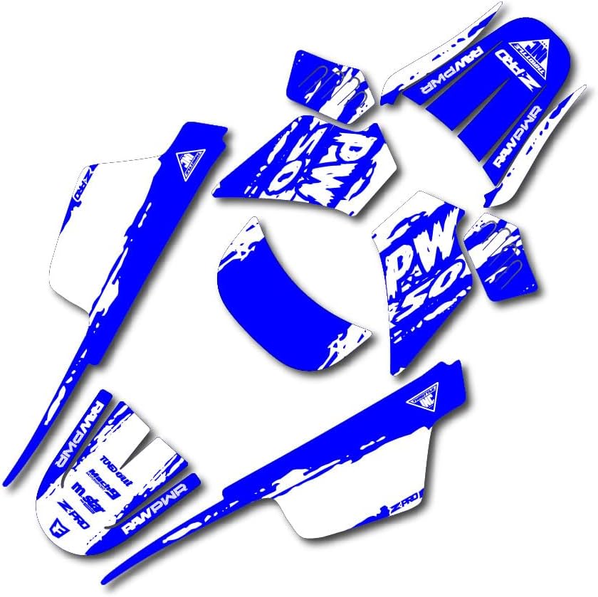Blue White Slick Racing Graphics Fits Yamaha PW50 PW 50 All Years Decal