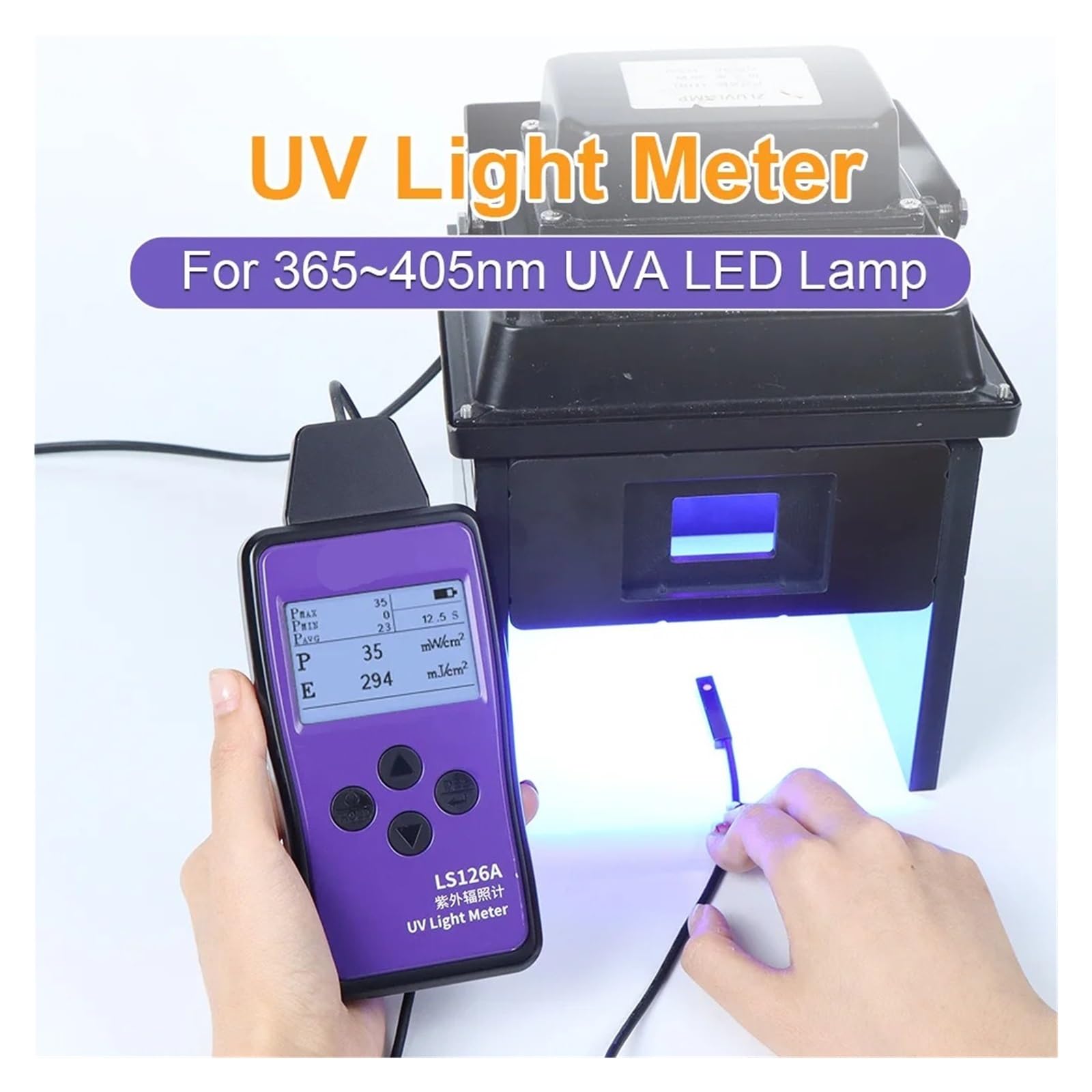 Tester UV Radiometro Misuratore di luce ultravioletta Sorgenti luminose a LED UVA Dimensioni ultra ridotte Misura energia, potenza e temperatura LS126A Ottico da laboratorio