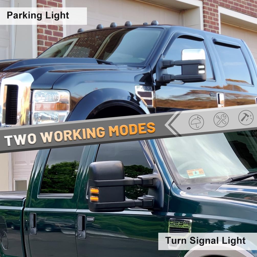 NJSBYL Led Side Mirror Marker Lamp For F250 F350 F450 F550 Super Duty Switchback White Led Driving Parking Light Amber Led Turn Signal Light Smoke Lens