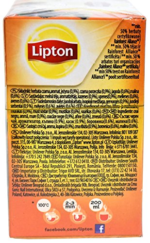 [Pack Of 12] Lipton Black Tea - Blue Fruit - Premium Pyramid Tea Bags (20 Count Box) #TOP6