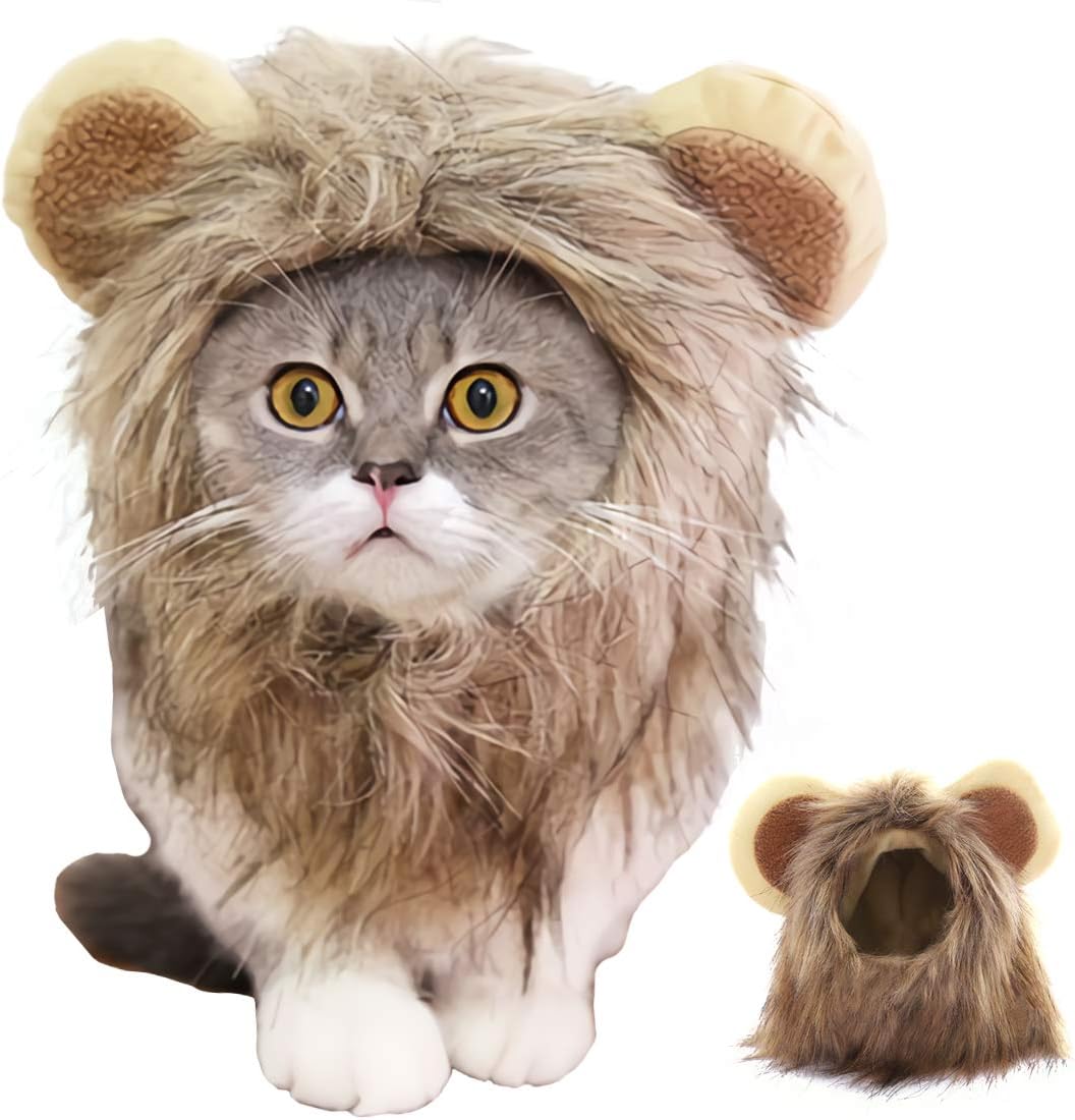 Lion Mane Cat/Dog Costume Funny Pet Cat Clothing Accessories For Cat Small Dog Kittens Puppy Cosplay Apparel Wild Animals’ King Halloween Christmas (S)