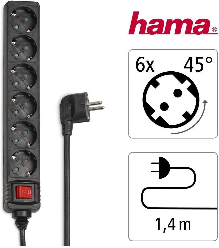 Hama Distribution Panel - Verlängerungsschnur - 6 Ausgangsstecker