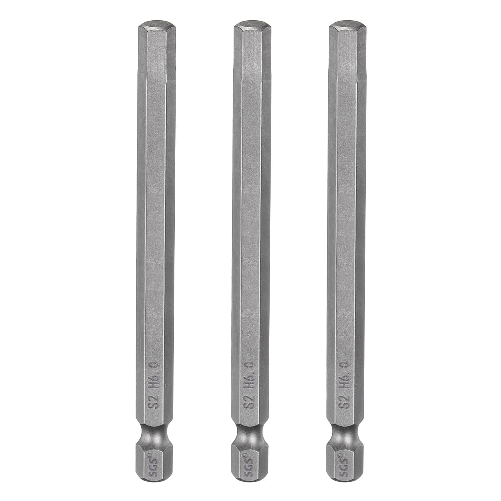 sourcing map H6.0 Hex Head Drill Bit Wrench 6mm 1/4" 4" L 3pcs