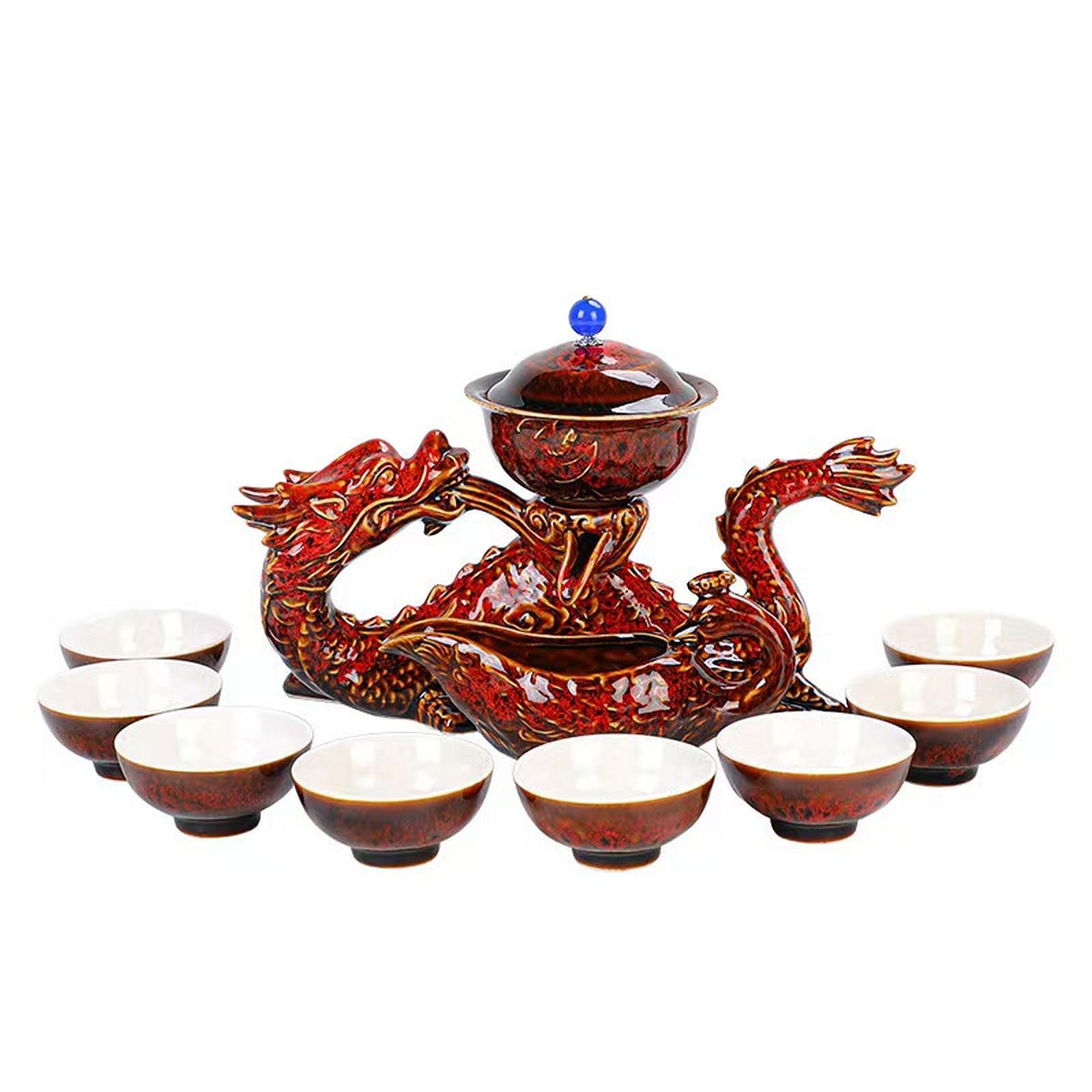 Théière rotative dragon chinois en céramique pour bureau et salon de thé