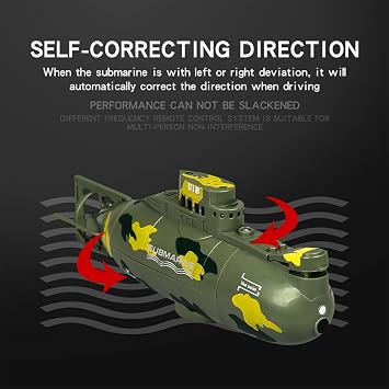Remote Control Boat Submarine For Pool, Aquarium & Water Play, Mini RC Underwater Boat With One-Key Diving, Water Detection Safety System For Adults Enthusiasts-Green