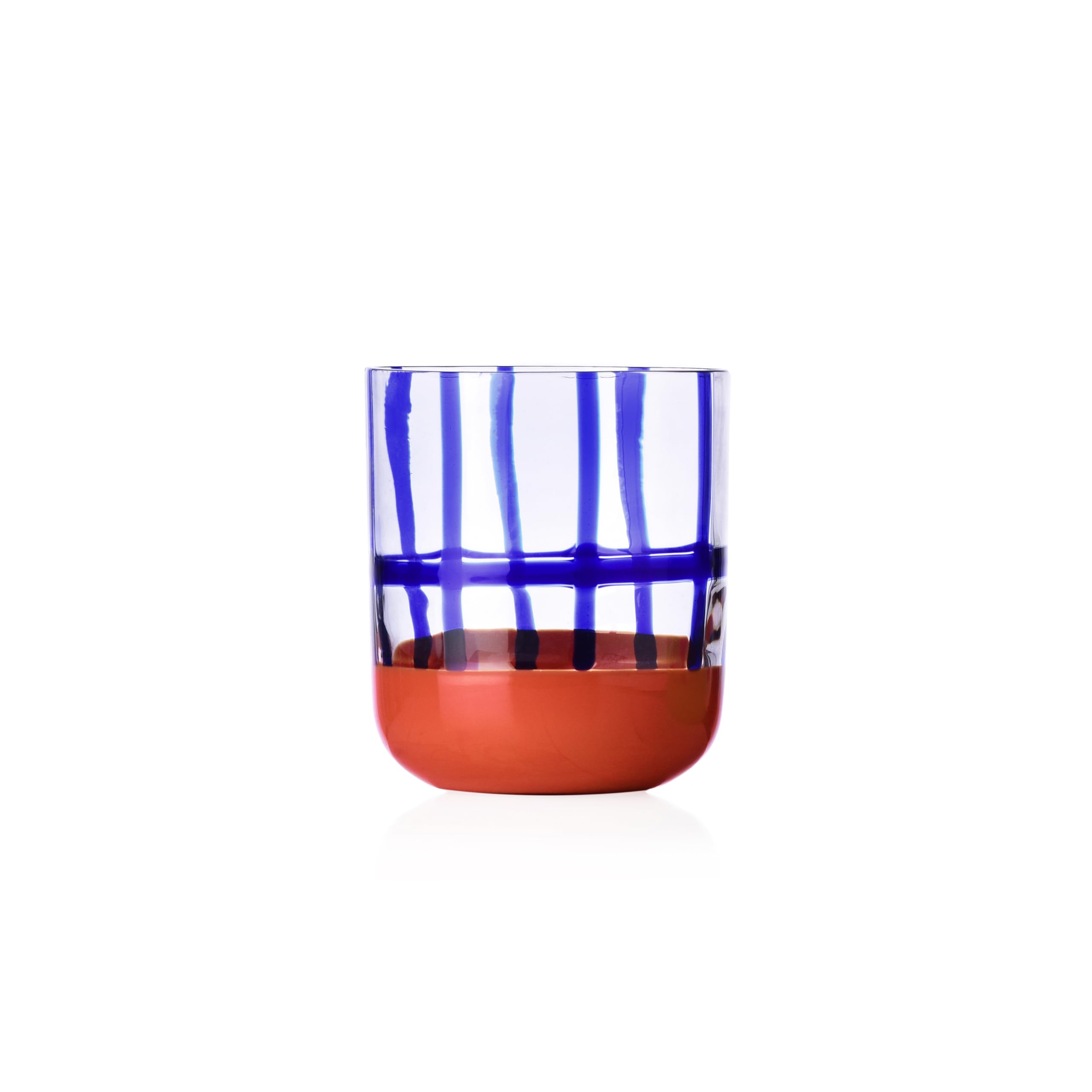 Ichendorf Milano Blue and Red Gesti Collection Tumbler, 10 oz, Mouth-Blown Glass, Hand Finished