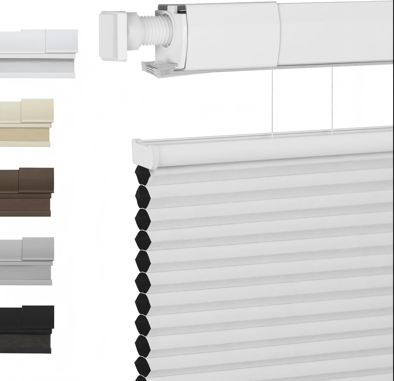 Dual Tensioners Custom No Drill Top Down Bottom Up Cellular Shades for Indoor Windows，Blackout No Drill Cellular Shades for Indoor Windows，Insulated Honeycomb Blinds，Noise Reduced Honeycomb Blinds