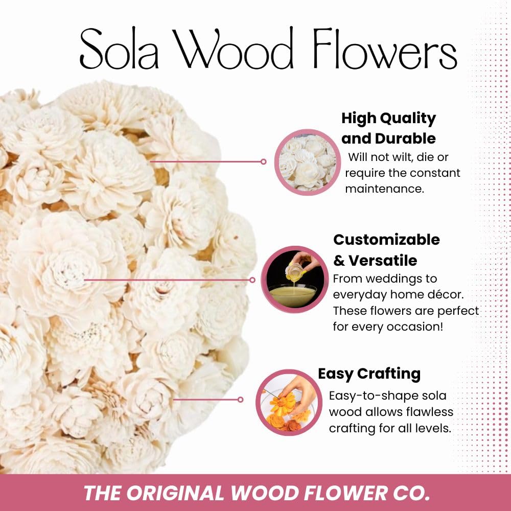 Sola Wood Flowers - Surtido Aleatorio (sin Corteza) - 50 Piezas, Flores Artificiales para decoración, Ramos de Flores, centros de Mesa y decoración del hogar