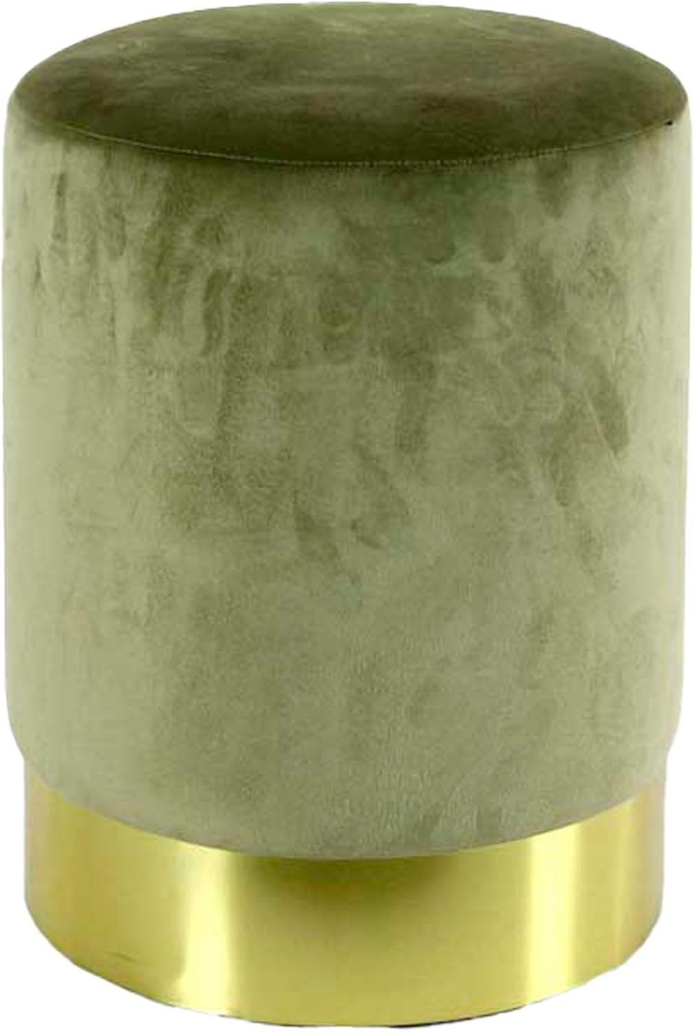 Pouf Poggiapiedi In Velluto Verde - Gambe Dorate, Rotondo, Elegante Per Salotto - Foto 11