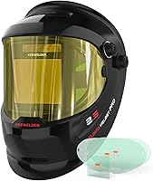 YESWELDER LYG-Q800D Auto Darkening Welding Helmet - True Color 1/1/1/1, Side View Panoramic 180°, Solar Powered for MIG TIG ARC CUT GRIND