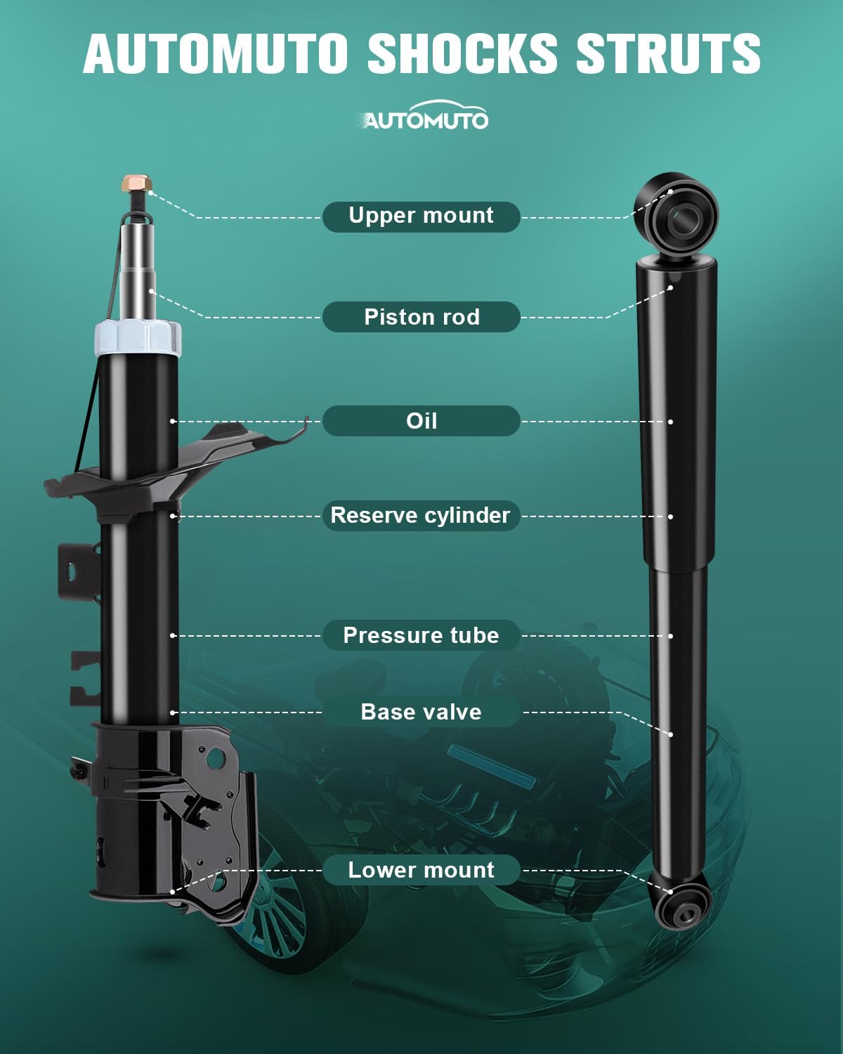 AUTOMUTO 4 Pcs Struts Shock Absorbers Compatible with 1997-1998 for Infiniti QX4,1996-1998 for Nissan Pathfinder with 335016 335015 343388 Auto Shocks - Front Rear