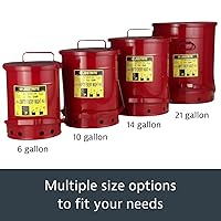 Vista 9 de Justrite Contenedor para desechos aceitosos de acero galvanizado de 6 galones, lata de seguridad de trapo de aceite de metal de 16" x 12" con tapa