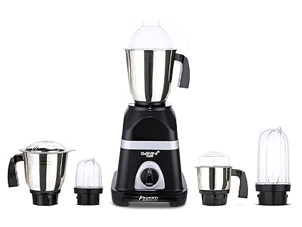 Gemini Triaa 750W Mixer Grinder with 3 Stainless Steel Jars and 2 Bullet Jars (1 Wet Jar, 1 Dry Jar, 1 Chutney Jar and 2 Bullet Jars), Black.Make In India(ISI Certified)