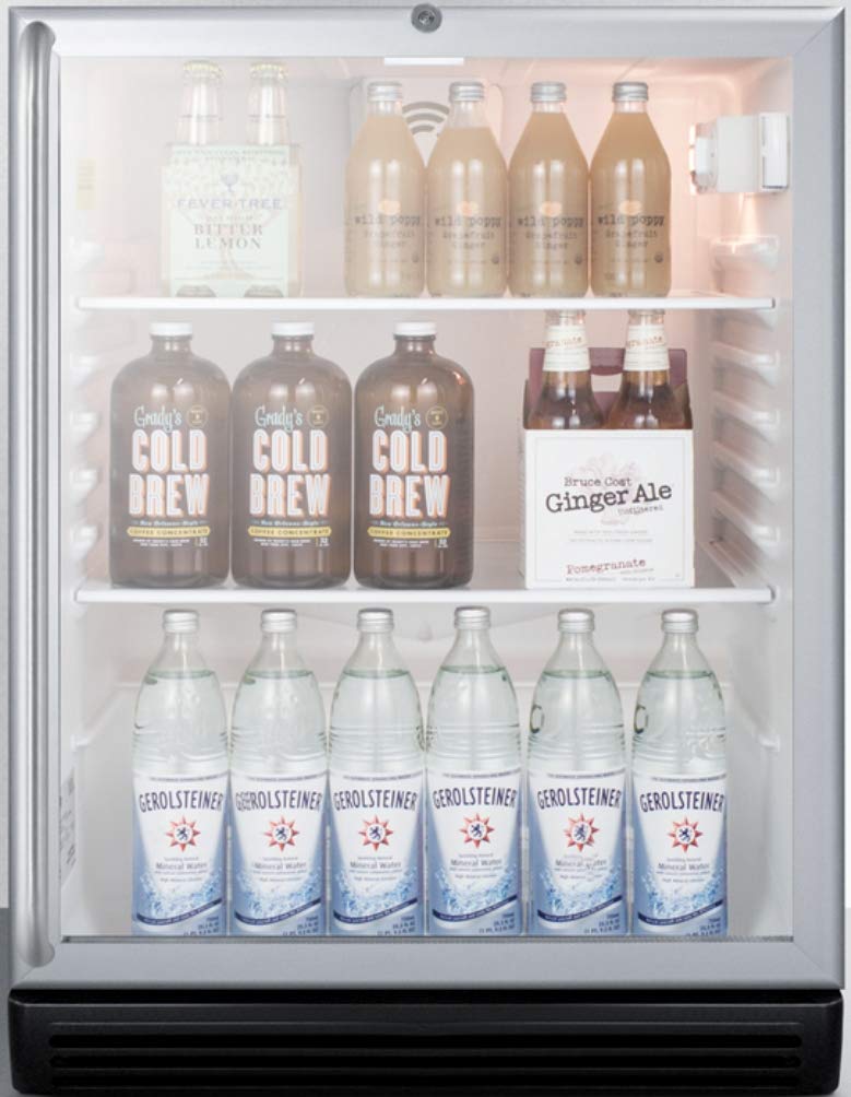Summit Scr600bglbishada 24"" ADA Compliant Beverage Center With 5.5 Cu. Ft. Capacity Double Pane Tempered Glass Door Automatic Defrost And Adjustable Glass Shelves In Stainless Steel on Fridge.com - View 3