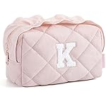 BAGSMART Elegant Roomy Makeup Bags (Initial-K-Pink)