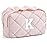 BAGSMART Elegant Roomy Makeup Bags (Initial-K-Pink)