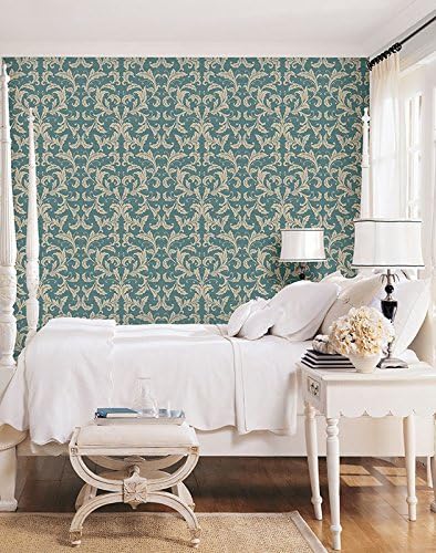 Galerie G34111 Nordic Elements Leaf Damask Wallpaper, Blue, 10m x 53cm, Full roll (10M x 53 cm) - Image 4
